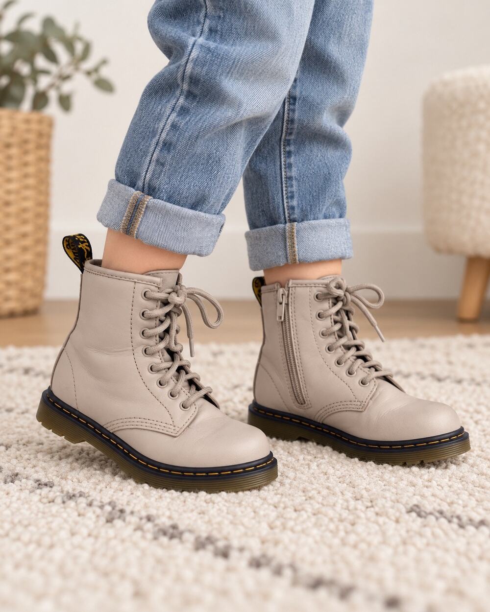 Dr. Martens 1460 Kids Size 11 Taupe Leather Combat Boots